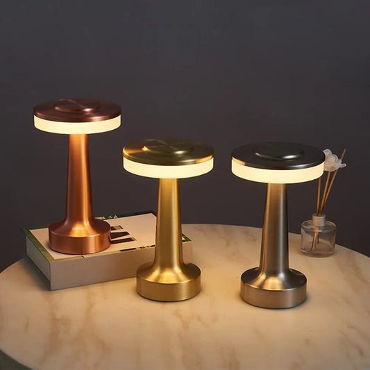 Chrome Circular Table Lamp (Cordless)